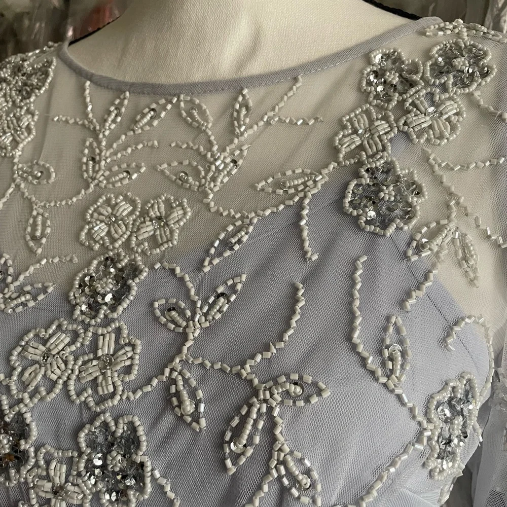 Adrianna Papell Plus Beaded Mesh Sheath Dress New With Tag - Picture 3 of 8